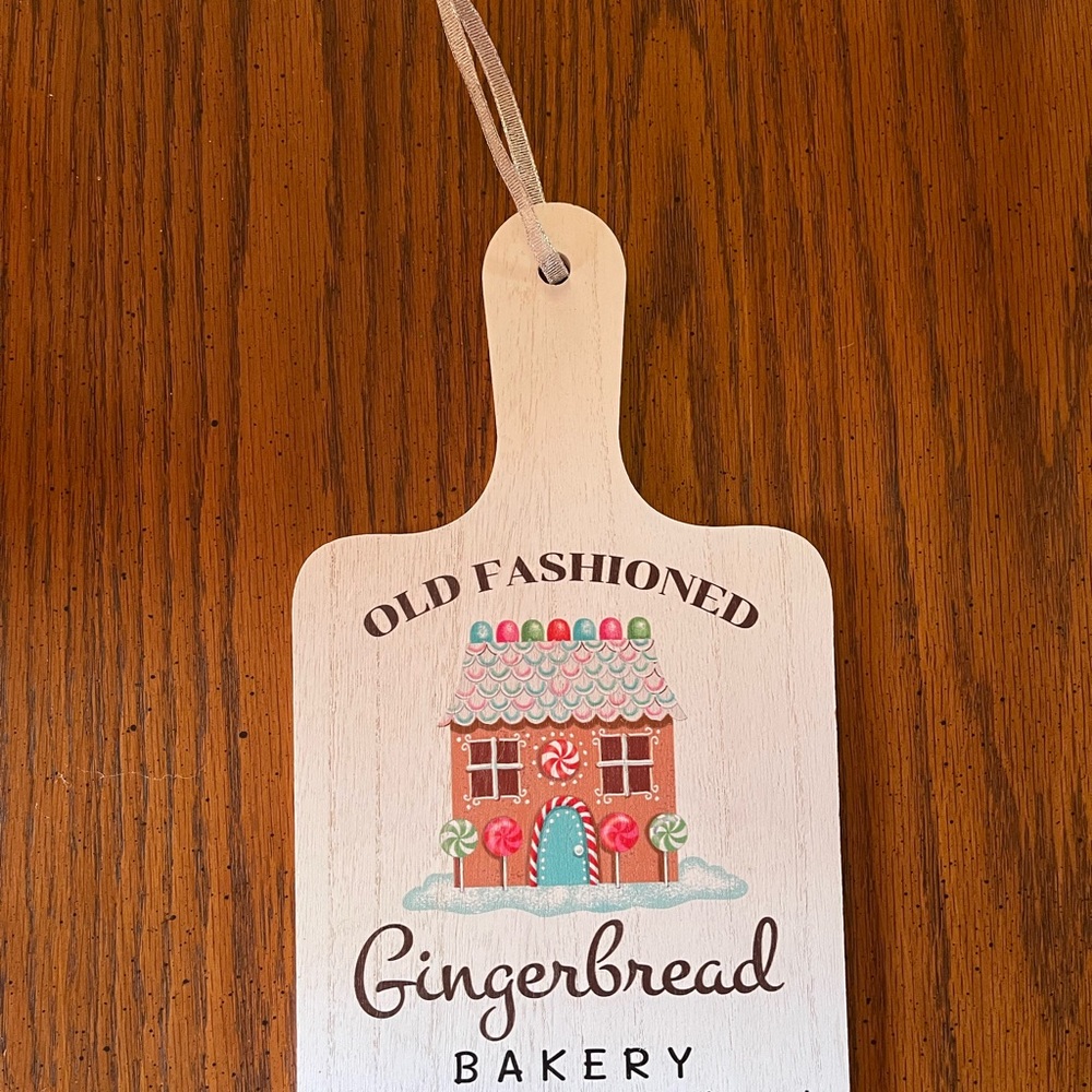 Mrs Claus Old Fashion Gingerbread Bakery Wooden Cutting Board At Home Pastel 12”